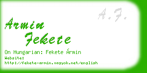 armin fekete business card